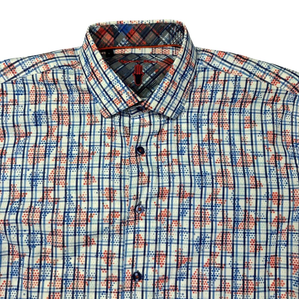 Visconti Black Shirt Men's Large Multicolor Long Sleeve Button Up Geometric Cuff